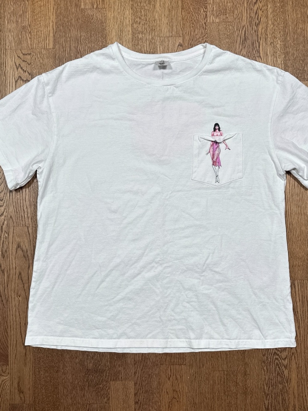 Deadly Doll Burlesque Pocket Show It Off Oversized USA Made T Shirt Mens Large
